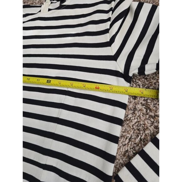 J.Crew Black & White Stripe Long Sleeve Midi Dress | Size 12 Cotton Preppy - Picture 5 of 8